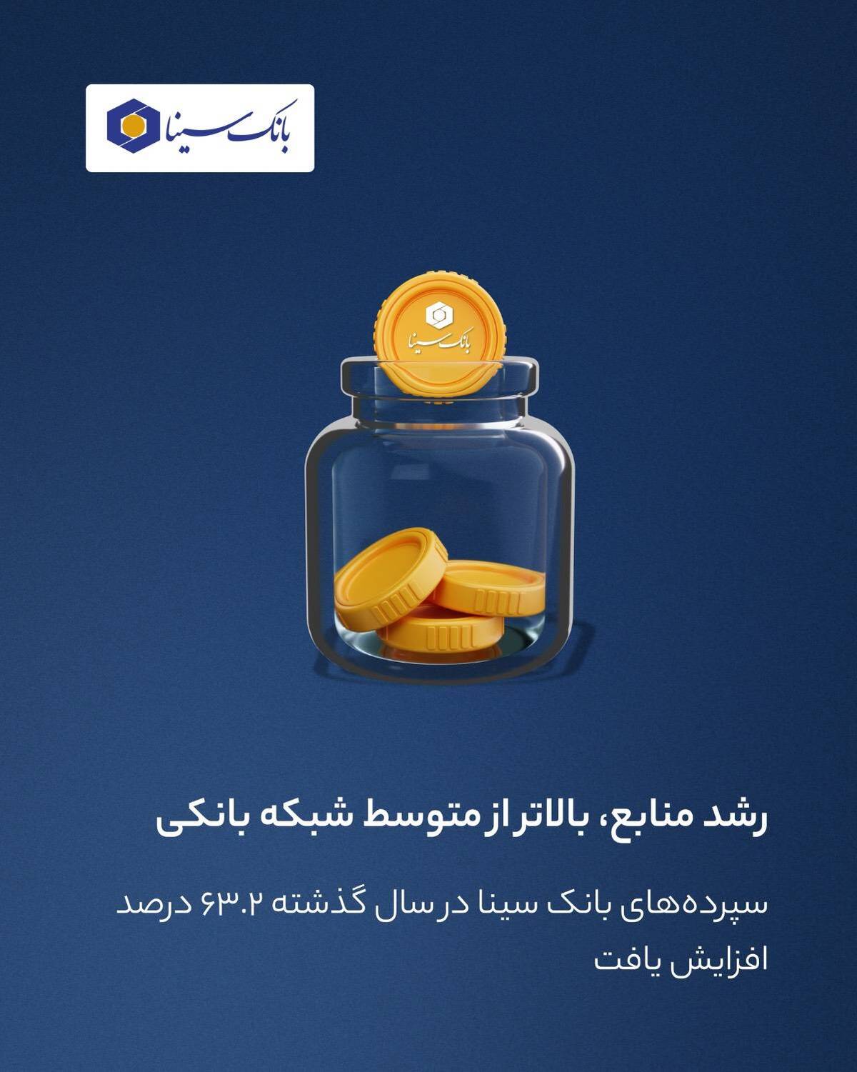 سپرده های بانک سینا در سال گذشته 63.2 درصد افزایش یافت