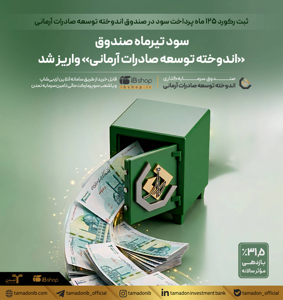 ثبت رکورد ۱۲۵ ماه پرداخت سود در صندوق اندوخته توسعه صادرات آرمانی