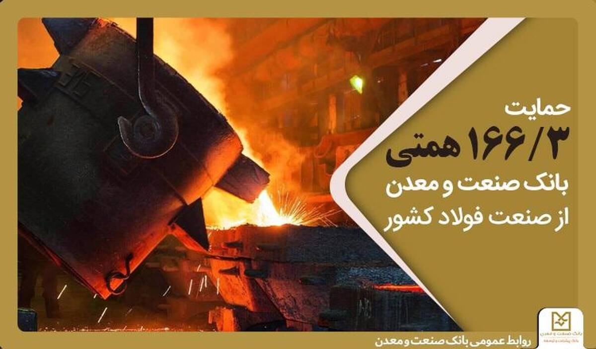 حمایت ۱۶۶/۳ همتی بانک صنعت و معدن از صنعت فولاد کشور