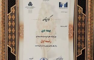 در بیست و هشتمین مراسم رتبه بندی ۱۰۰ شرکت برتر؛ بیمه دی رتبه اول مؤسسات بیمه ای کشور شد