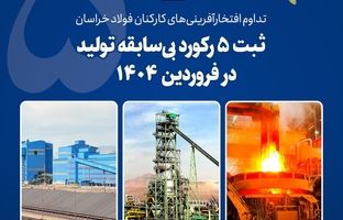 تداوم افتخارآفرینی‌های کارکنان فولاد خراسان/ ثبت ۵ رکورد بی‌سابقه تولید در فروردین ۱۴۰۴  