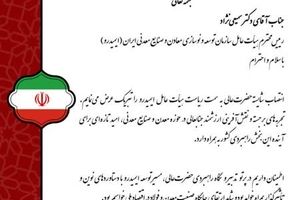  پیام تبریک مدیرعامل صبانور به رئیس جدید ایمیدرو