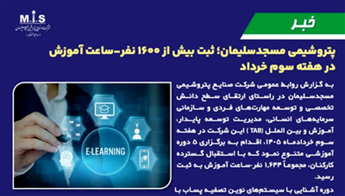پتروشیمی مسجدسلیمان؛ ثبت بیش از ۱۶۰۰ نفر-ساعت آموزش در هفته سوم خرداد