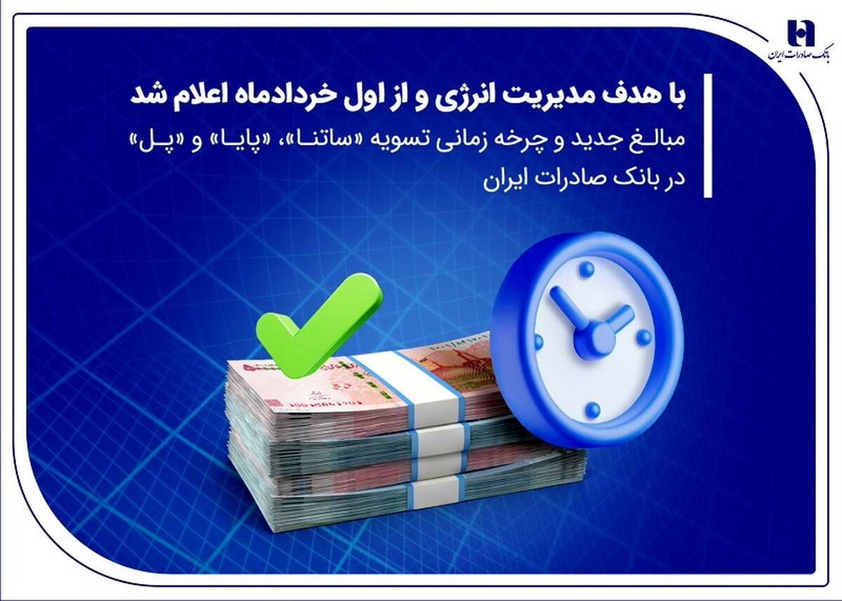مبالغ جدید و چرخه زمانی تسویه «ساتنا»، «پایا» و «پل» در بانک صادرات ایران