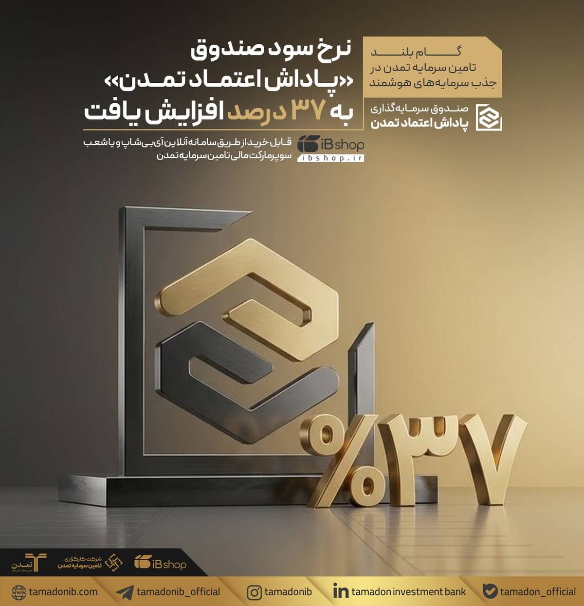 نرخ سود صندوق «پاداش اعتماد تمدن» به ۳۷ درصد افزایش یافت 