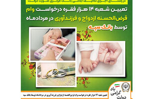 تعیین شعبه 14 هزار فقره درخواست وام‌ قرض‌الحسنه ازدواج و فرزندآوری در مرداد‌ماه توسط بانک سپه