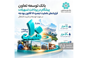 بانک توسعه تعاون پیشگام در پرداخت تسهیلات تبصره۱۸