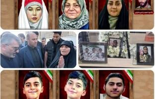 وداع خانواده بانک مسکن با همکار شهید جنگ رمضان / «فرزانه بقرایی» و فرزندانش تا بهشت بدرقه شدند