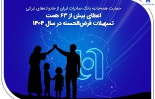 حمایت همه‌جانبه بانک صادرات ایران از خانواده‌های ایرانی؛ اعطای بیش از ۶۳ همت تسهیلات قرض‌الحسنه در سال ۱۴۰۴