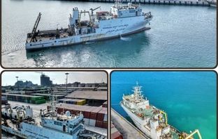 پهلوگیری کاوشگر دریایی خلیج فارس در بندر بهمن
