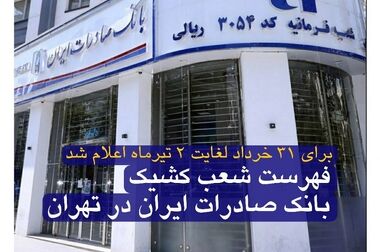 فعالیت تمامی شعب بانک صادرات ایران از ۷ تیرماه