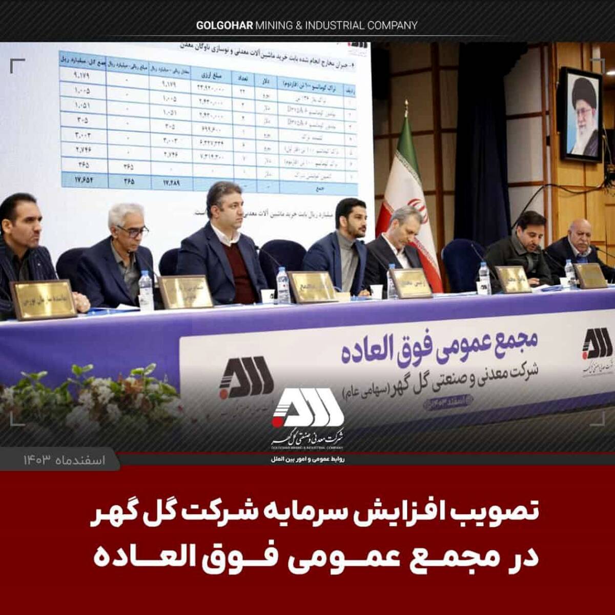 افزایش سرمایه ۱۲ هزار و ۵۰۰ میلیارد تومانی شرکت گل گهر