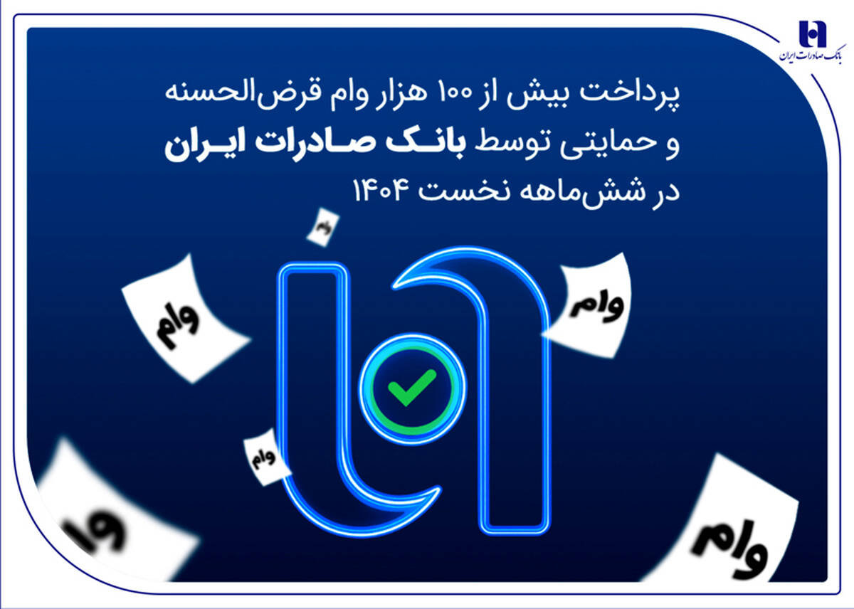 پرداخت بیش از ۱۰۰ هزار وام قرض‌الحسنه و حمایتی توسط بانک صادرات ایران در شش‌ماهه نخست ۱۴۰۴