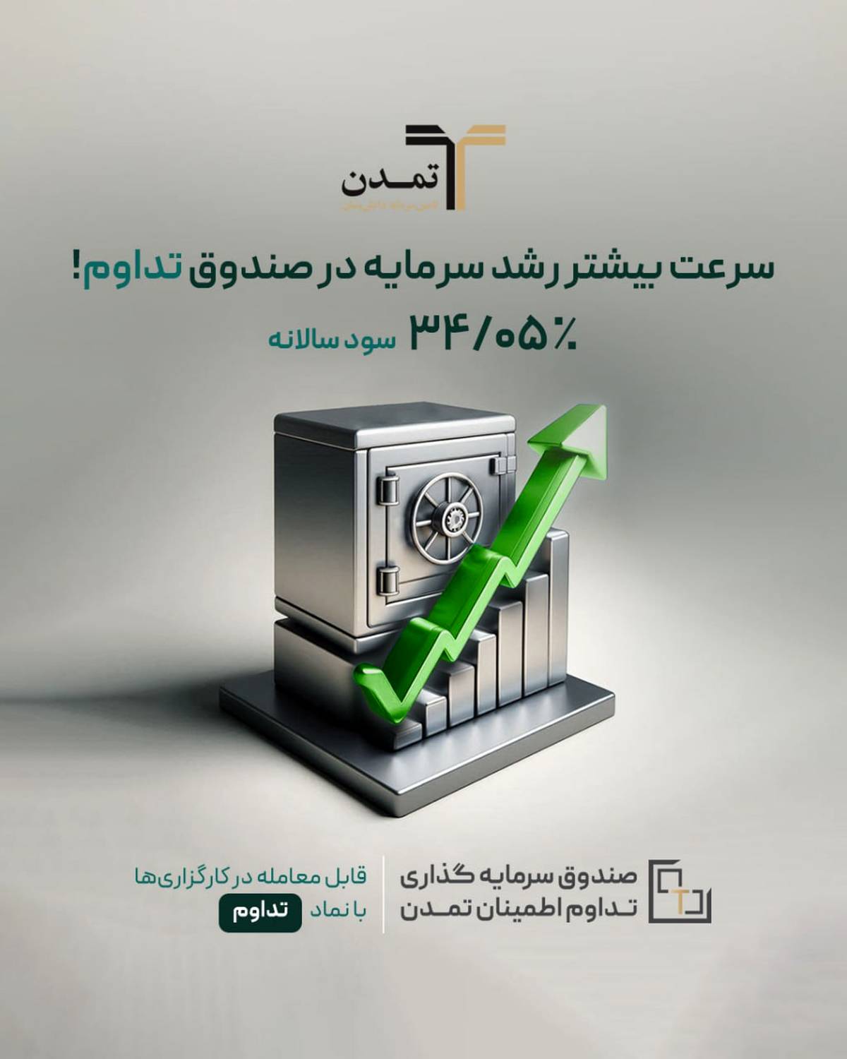 افزایش نرخ سود صندوق تداوم اطمینان تمدن به 34.05 درصد