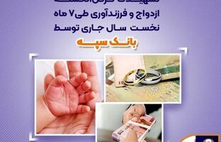 پرداخت بیش از ۱۳۰ هزار میلیارد ریال تسهیلات قرض الحسنه ازدواج و فرزندآوری طی ۷ ماه نخست سال جاری توسط بانک سپه