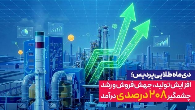 دی‌ماه طلایی پردیس؛ افزایش تولید، جهش فروش و رشد چشمگیر 208 درصدی درآمد