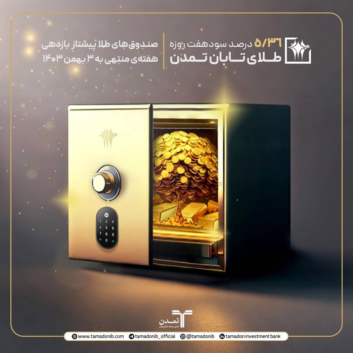 بازدهی 5.36درصدی طلای تابان تمدن